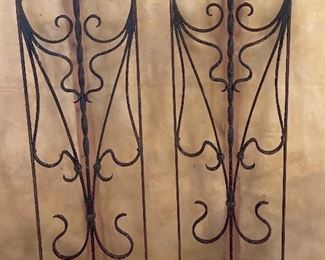 Lot 9209.  $60.00 Two vintage wrought iron, decorative panels, in need of a paint job. 11" W x 40" T