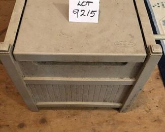 Lot 9215.  $30.00 Suncast hose reel in tan with 50' hose.	20" square