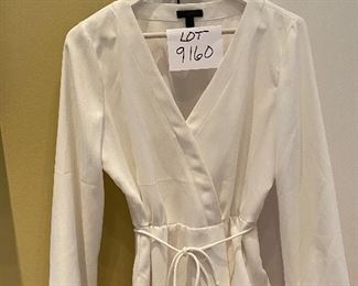 Lot 9160.  $18.00 J. Crew White blouse with tie at waist.  Size 12	Sz 12.