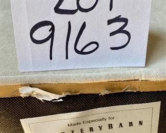 Lot 9163. $795.00. Pottery Barn chair by Mitchell Gold, tufted, velveteen chiar, Comps for similar start at $2,400.	29" W x 40" H x 334" Deep