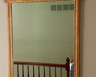Lot 9166.  $150.00 Wood framed mirror with shell top, white wash accents.	28.5" W x 41 " H. Gorgeous!