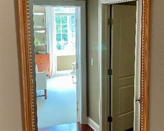 Lot 9166.  $150.00 Wood framed mirror with shell top, white wash accents.	28.5" W x 41 " H. Gorgeous!