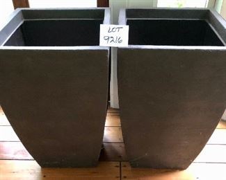 Lot 9216. $75.00  2 JVQ Resin planters.  These are stylish indoor or outdoor planters.	30" H x 18"W