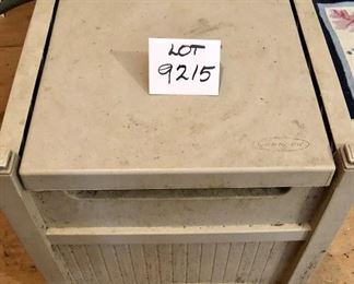 Lot 9215.  $30.00 Suncast hose reel in tan with 50' hose.	20" square