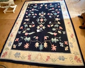  Lot 9208.  $225.00  Navy/Tan Sun Room rug with over all floral design, great for indoor/outdoor use. 8' x 10'