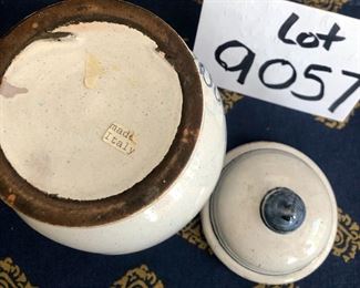 Lot 9057. $85.00 Vintage/Antique Apothecary covered jar, "Opium".  Made in Italy.	6.5" T x 4.5" diam.  Great vintage patina!!