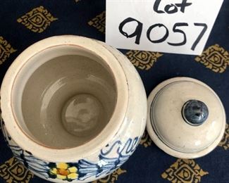 Lot 9057. $85.00 Vintage/Antique Apothecary covered jar, "Opium".  Made in Italy.	6.5" T x 4.5" diam.  Great vintage patina!!