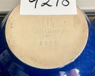 Lot 9218.  $65.00.   With the Holiday Season right around the corner, this lot of cookie baking items looks like so much fun.  Included are Le Piece de Resistance,  a Cobalt Blue Emile Henry Stoneware #6571 Stoneware mixing bowl from France, Message Cookie Kit with everything you need to make your own imprinted messages on each cookie; 2 tins of Cookie cutters from Williams Sonoma (Snowflakes, and plain round cutters) and to prepare the cookie dough.    I can smell the cookies already!!!  This model Stoneware Bowl alone generally sells for $75.00.
