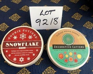 Lot 9218.  $65.00.   With the Holiday Season right around the corner, this lot of cookie baking items looks like so much fun.  Included are Le Piece de Resistance,  a Cobalt Blue Emile Henry Stoneware #6571 Stoneware mixing bowl from France, Message Cookie Kit with everything you need to make your own imprinted messages on each cookie; 2 tins of Cookie cutters from Williams Sonoma (Snowflakes, and plain round cutters) and to prepare the cookie dough.    I can smell the cookies already!!!  This model Stoneware Bowl alone generally sells for $75.00.