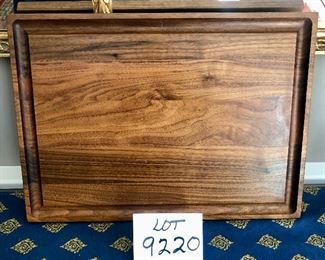 Lot 9220.  $80.00  Williams-Sonoma Walnut 13" x 18",  cutting board with drip edge.