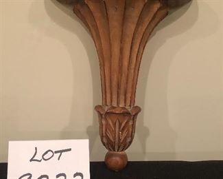 Lot 9222.  $65.00.This is a lot of 3 lovely, vintage decorative items: 1) a brass tray made for Exposures in Italy, measures 21" L x 12" W.  2) a silverplate  footed bowl (8" dia x 4"T) and 3) a carved wooden sconce shelf in a fan motif (8"W x 10"H).