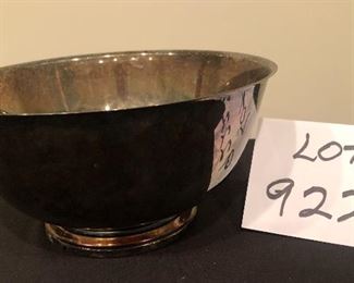 Lot 9222.  $65.00.This is a lot of 3 lovely, vintage decorative items: 1) a brass tray made for Exposures in Italy, measures 21" L x 12" W.  2) a silverplate  footed bowl (8" dia x 4"T) and 3) a carved wooden sconce shelf in a fan motif (8"W x 10"H).