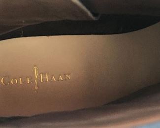 Lot 9152. $45.00. Cole Haan just terrific Ankle Boots with Nike Air Cushioning, in Blue Leather with zipper on the inside of the boot.  These booots do not look worn and considering Cole Haan and Nike parted ways a way back, this is like buying a brand new pair of boots with the best of both the Cole Haan and Nike worlds.  These boots are make for walking....comfortably.  Look great with jeans.