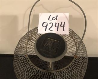 Lot 9244.  $32.00.  Hanging solar light in wire mesh cage/shade. (18"H x 9"W).