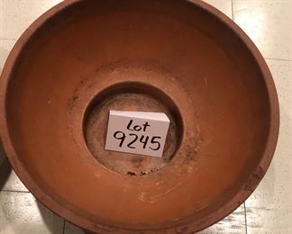 Lot 9245.  $32.00  2 terra cotta planters (16"D x 8" Deep).   Unusual shape!