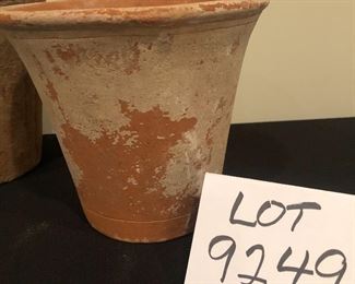 Lot 9249. $30.00.   Three terra cotta hand made pots.