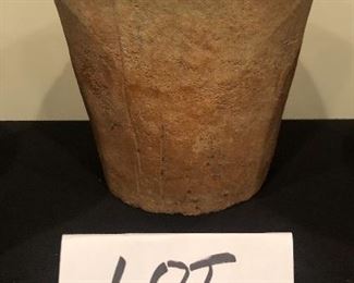 Lot 9249. $30.00.   Three terra cotta hand made pots.