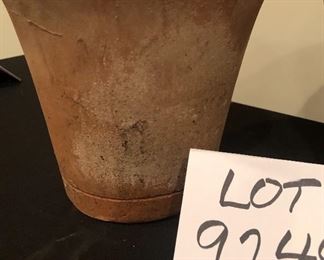 Lot 9249. $30.00.   Three terra cotta hand made pots.