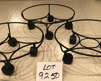 Lot 9250.  $36.00.  3 plant roller/caddies - 12.5"Diam x 4.5" T