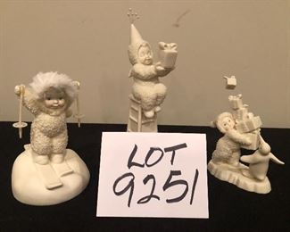 Lot 9251.  $42.00. 3 Dept. 56 Snowbabies " Powder Puff"; Snowbabies "Present Givings" (hand repaired) and Snowbabies "Gift Giving."   And speaking of gift giving, these Snowbabies make great gifts to collectors, teen girls thinking they are indeed cute, teachers and more!