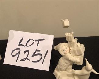 Lot 9251.  $42.00. 3 Dept. 56 Snowbabies " Powder Puff"; Snowbabies "Present Givings" (hand repaired) and Snowbabies "Gift Giving."   And speaking of gift giving, these Snowbabies make great gifts to collectors, teen girls thinking they are indeed cute, teachers and more!
