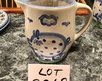 Lot 9262.  $38.00.  The second 2 Qt Pig Pitcher by MA Hadley also with " The End" at the bottom of the pitcher.  Please be advised, Hadley fans, we have lots of lots of M.A. Hadley items here and would be delighted to combine the lots for further discounts.  Keep checkin' them out!