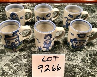 Lot 9266.  $48.00.  6 small mugs by MA Hadley with "The End" in the bottom of each mug,   Please be advised, Hadley fans, we have lots of lots of M.A. Hadley items here and would be delighted to combine the lots for further discounts.  Keep checkin' them out!
