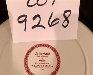 Lot 9268.  $40.00.  "Saint Nick" by Spode for Williams- Sonoma -  8 dessert plates.  Love this line of Spode!