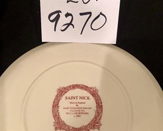 Lot 9270.  $120.00.  Saint Nick by Josiah Wedgwood for Williams Sonoma - 12 dessert plates.