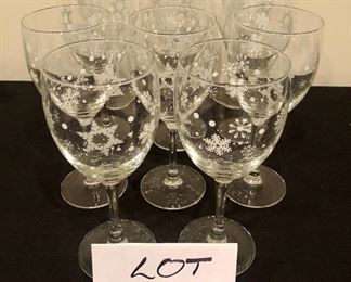 Lot 9281.  $33.00.  Pottery Barn  11 holiday wine glasses. 