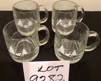 Lot 9282.  $16.00.  4 glass holiday mugs.