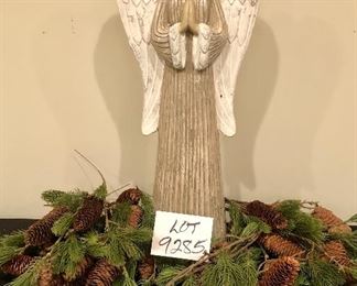 Lot 9285.  $50.00.   Add this beautiful angel in white, with natural colored accents to your holiday decor, she measures 25"T x 9.5"W x 6" , so pretty.  Included in this lot are 16 Christmas picks.  