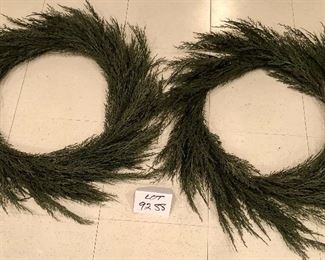 9288.  $40.00.  Two Balsam Christmas wreaths.  Faux greenery used in these wreaths has an amazingly natural look.  