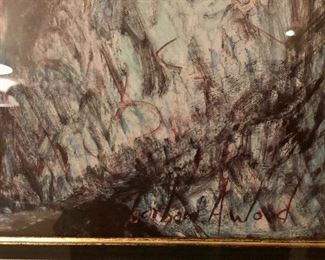 Lot 9293.  $150.00.  Barbara A Wood signed print, in beautiful antique gold frame.  Outside measurement 27"W x 33" T.  Gorgeous.collectible.  