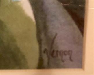 Lot 9295.   $125.00  Vernon Ward mid-century floral art.  32" W x 26" T outside measurement