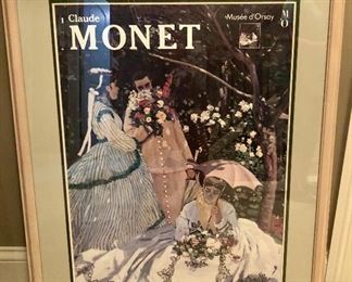 Lot 9296.  $  $125.00. Large Framed Claude Monet Poster from the Museé D'Orsay (1866-1867) depicting an image from his "Women in the Garden" series 28" W x 46 L