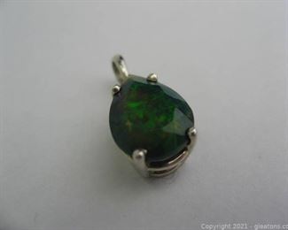 Gorgeous Ethiopean Black Opal Pendant in Sterling Silver