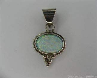 Lab Created Opal Necklace in Sterling Silver