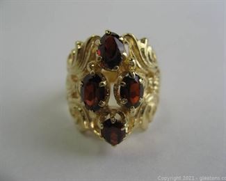 Pretty Garnet Ring in 14kt Yellow Gold