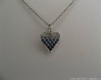 Ombre Diamond and Sapphire Necklace in 14kt White Gold