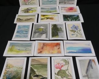 25 Hand painted Watercolor Cards w Envelopes