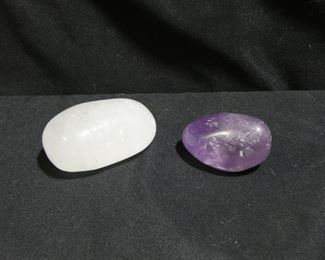 Polished Healing Stones Selenite & Amethyst