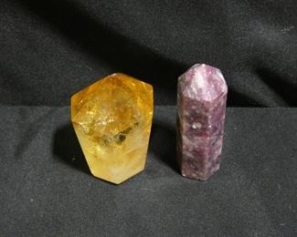 Yellow Quartz & Rhodonite Crystals