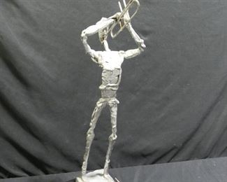 Metal Trumpet Player Sculpture