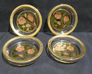 12 Flower Design & Glass Sterling Coasters