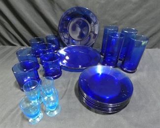 Cobalt Blue & Blue Glasses and Plates
