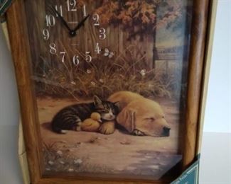 Framed Clock Dog Cat