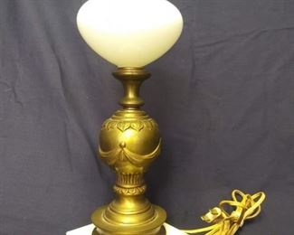 Lamp Brass with glass center and marble base