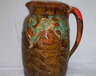 Large Glazed Drip Pottery Pitcher Dryden