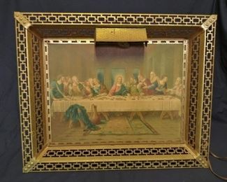 Last Supper Print in Lighted Metal Frame